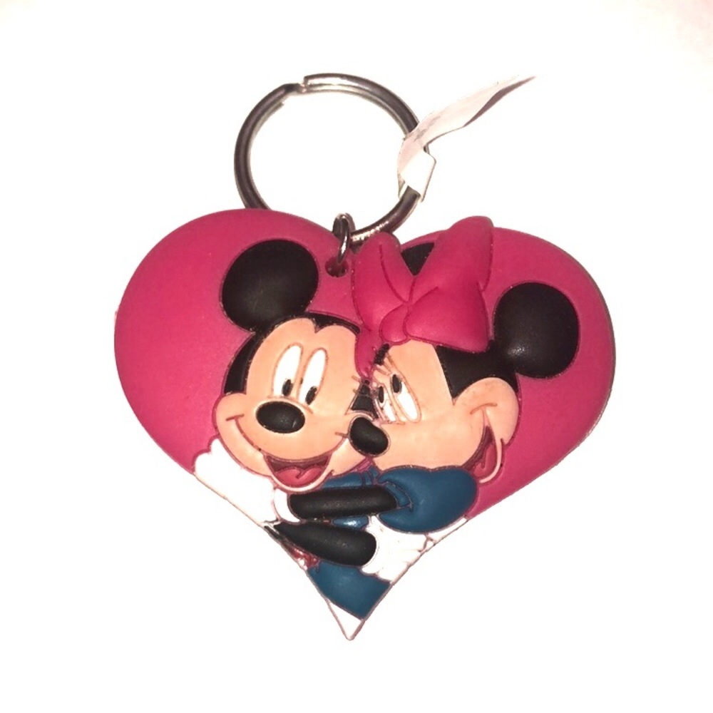 Mickey and Minnie Heart Keychain
